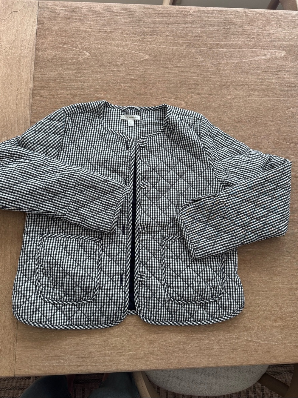 Lightweight Black and White Gingham Quilted Jacket